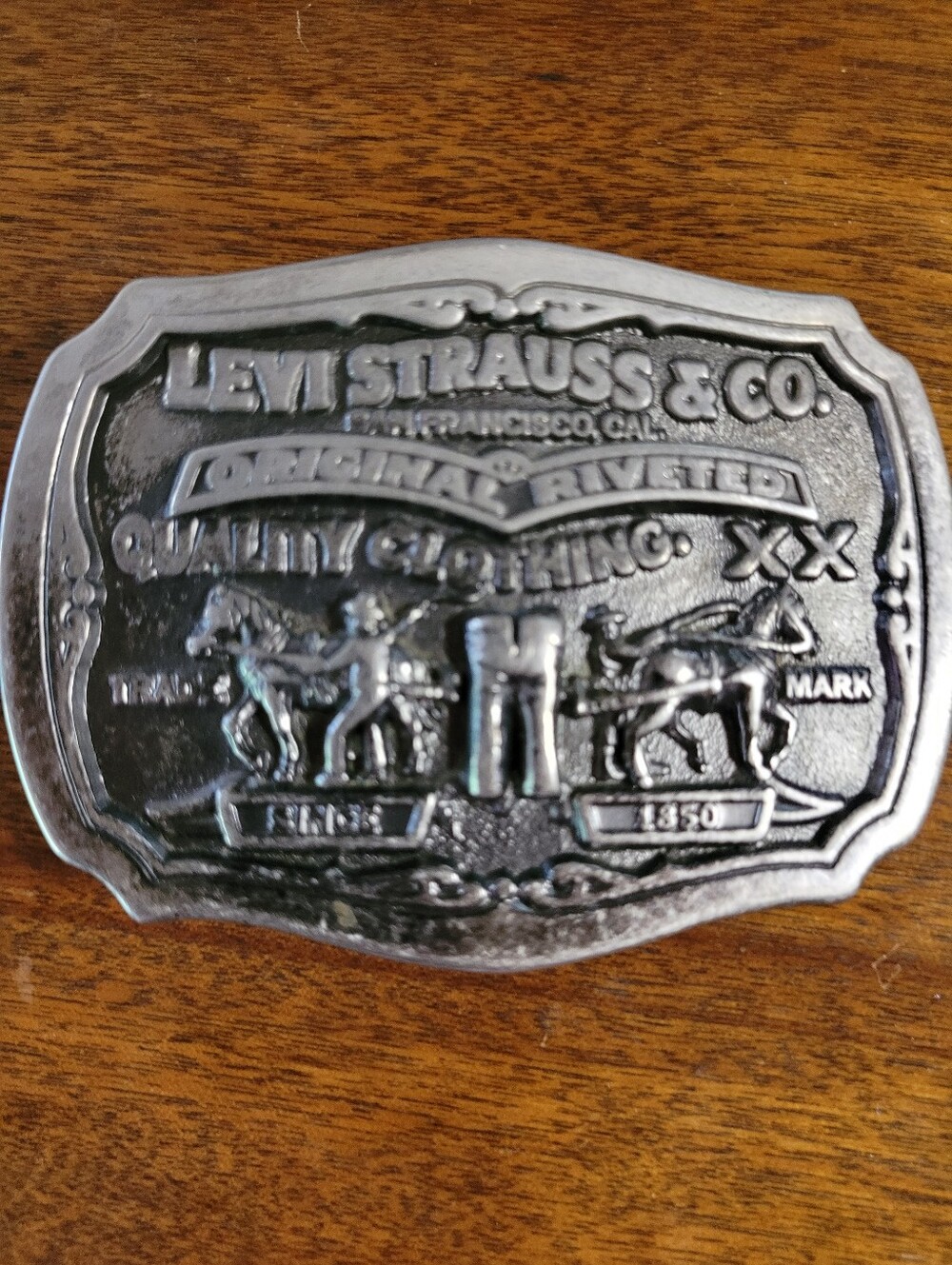 Levi's Silver-Tone Embossed Two-Horse Belt Buckle Limited Edition